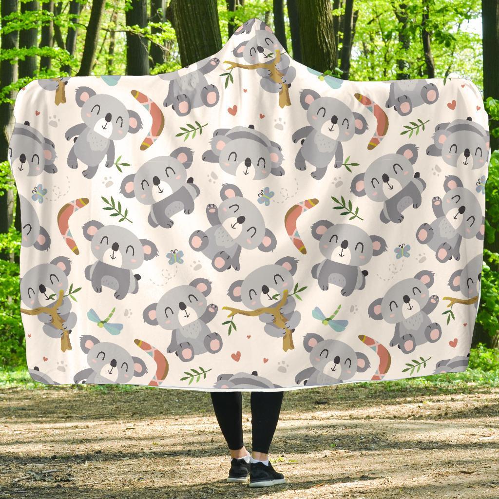 Print Pattern Koala Hooded Blanket-grizzshop