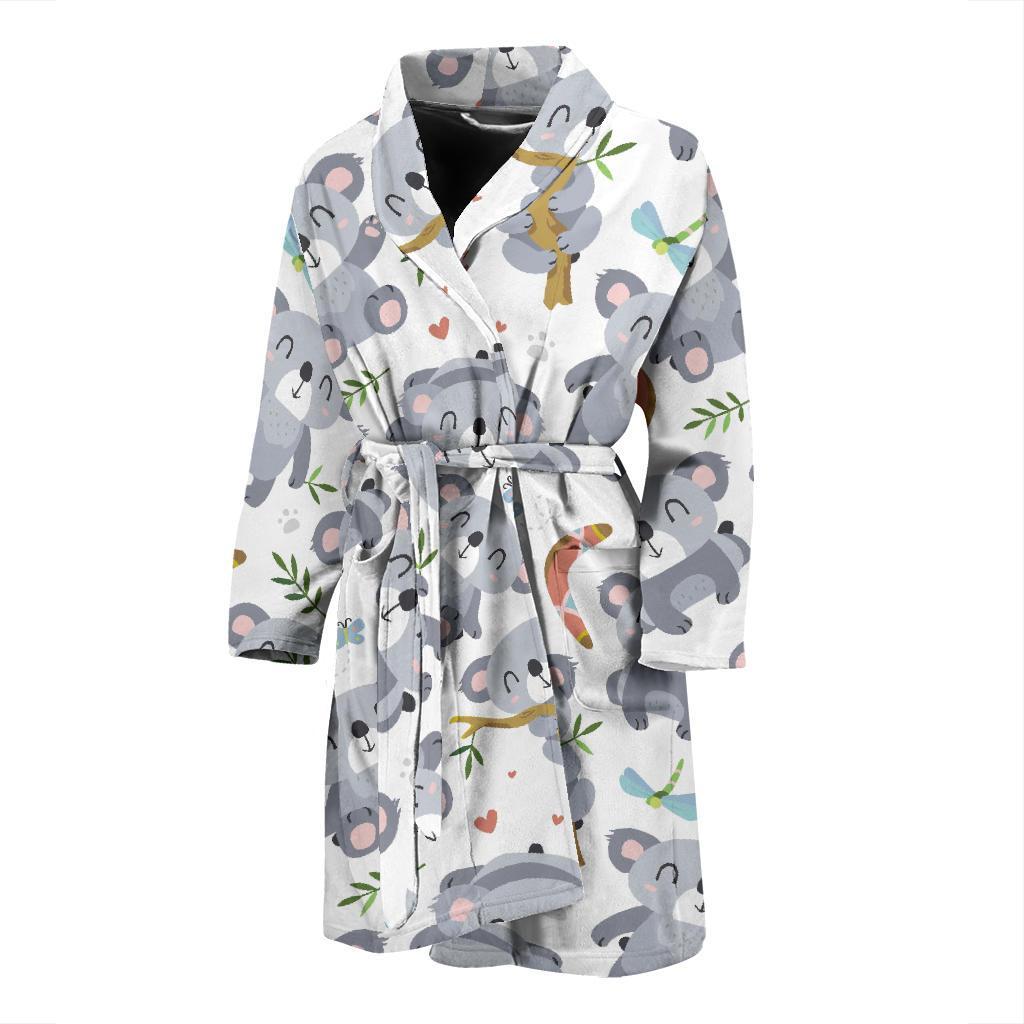 Print Pattern Koala Men Long Robe-grizzshop