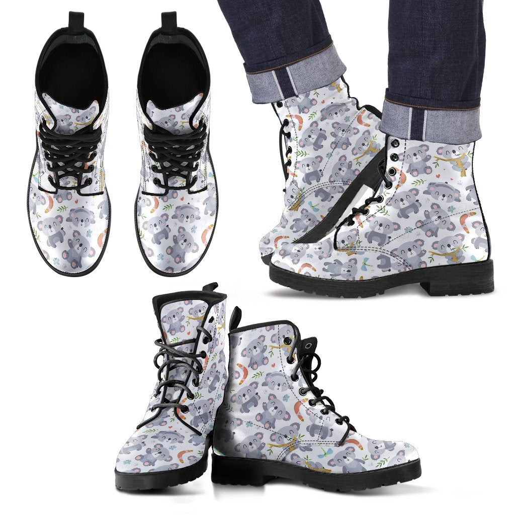 Print Pattern Koala Men Women Leather Boots-grizzshop