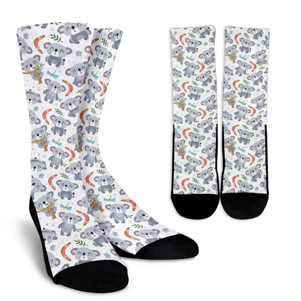 Print Pattern Koala Unisex Crew Socks-grizzshop