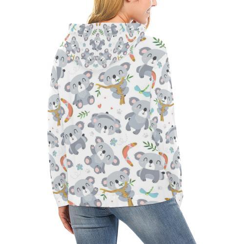 Print Pattern Koala Women Pullover Hoodie-grizzshop