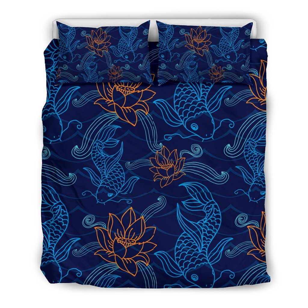 Print Pattern Koi Fish Duvet Cover Bedding Set-grizzshop
