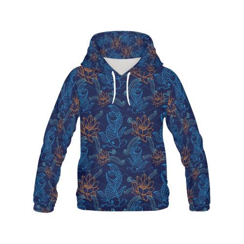 Print Pattern Koi Fish Men Pullover Hoodie-grizzshop
