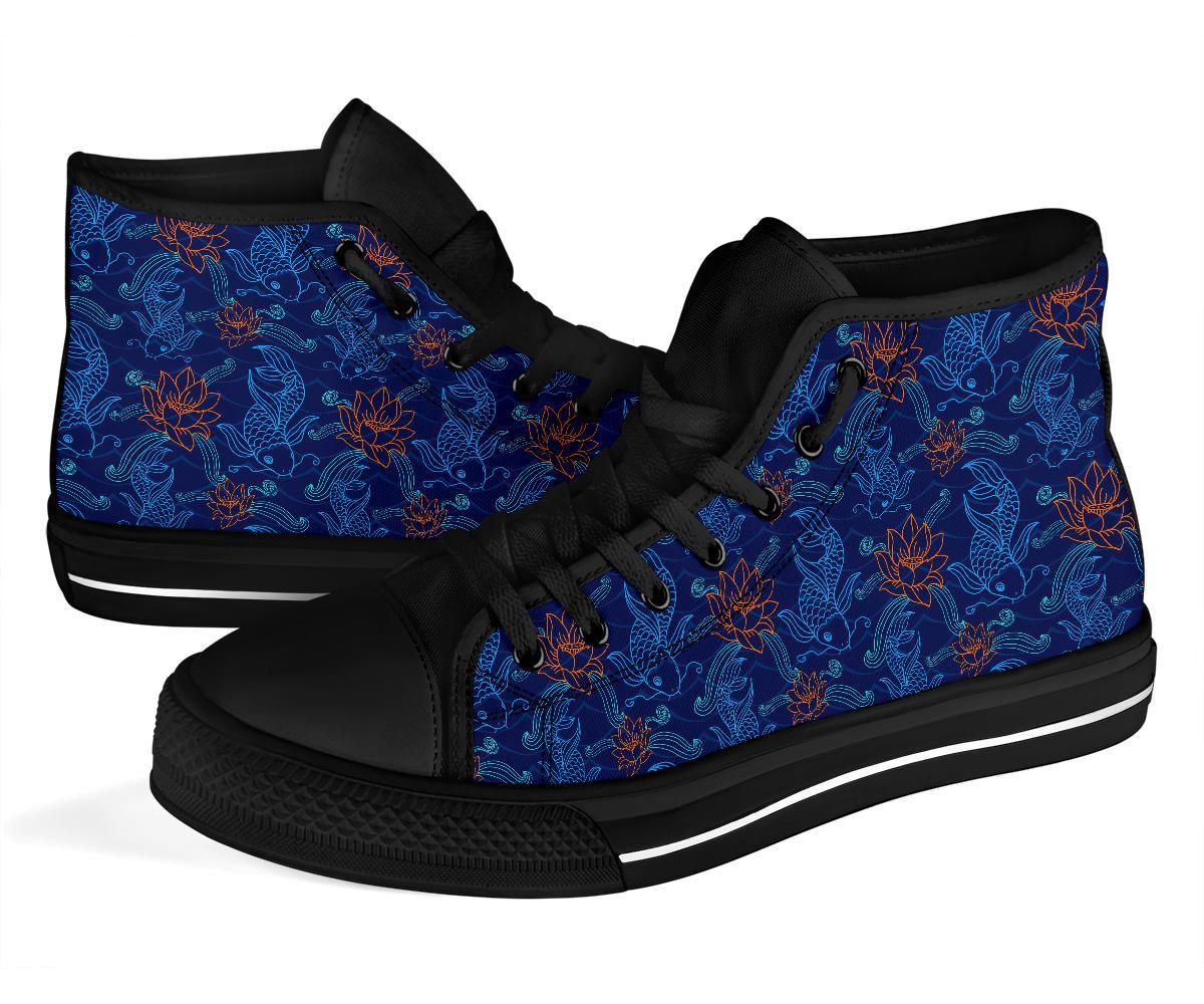 Print Pattern Koi Fish Men Women's High Top Shoes-grizzshop