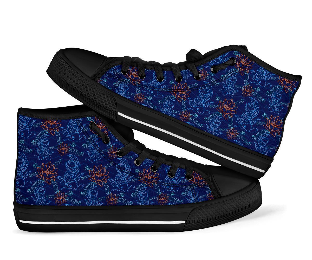 Print Pattern Koi Fish Men Women's High Top Shoes-grizzshop