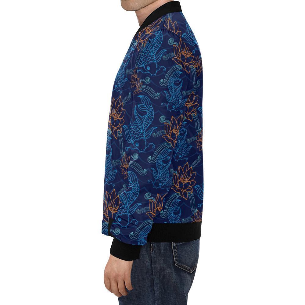 Print Pattern Koi Fish Men's Bomber Jacket-grizzshop