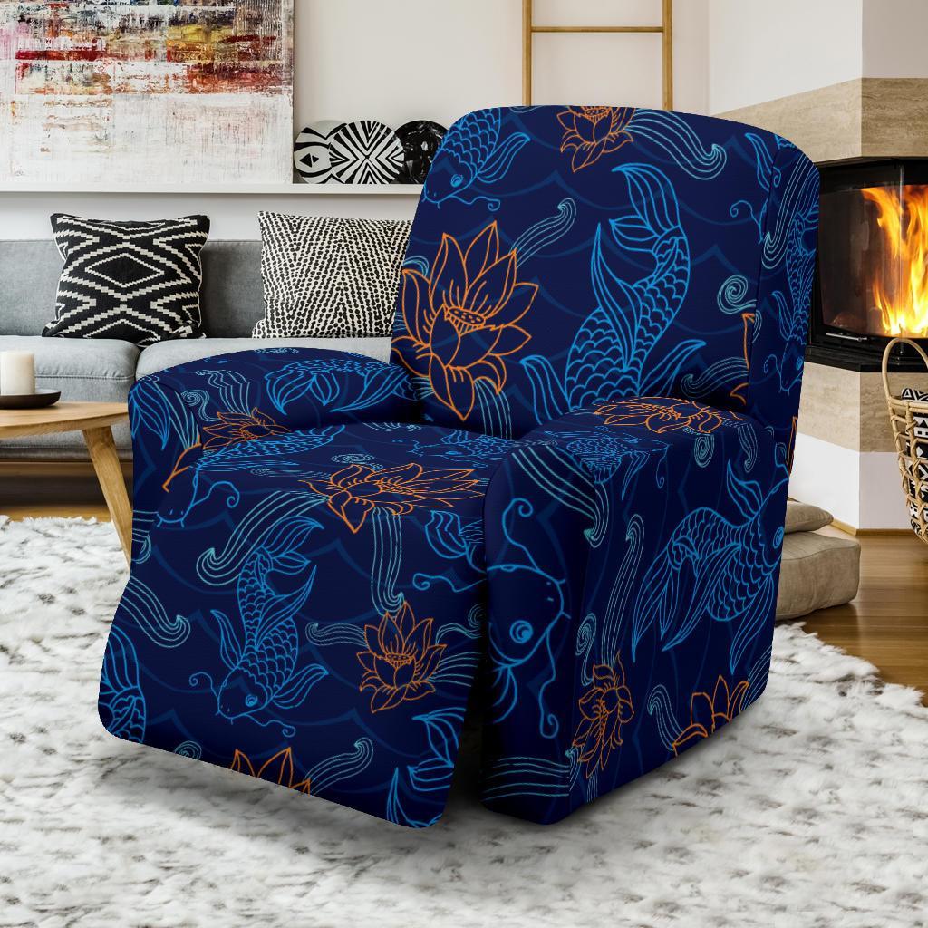 Print Pattern Koi Fish Recliner Cover-grizzshop