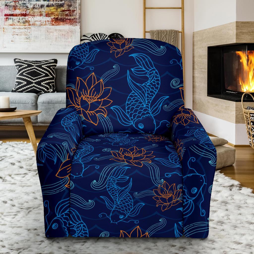 Print Pattern Koi Fish Recliner Cover-grizzshop