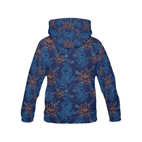 Print Pattern Koi Fish Women Pullover Hoodie-grizzshop