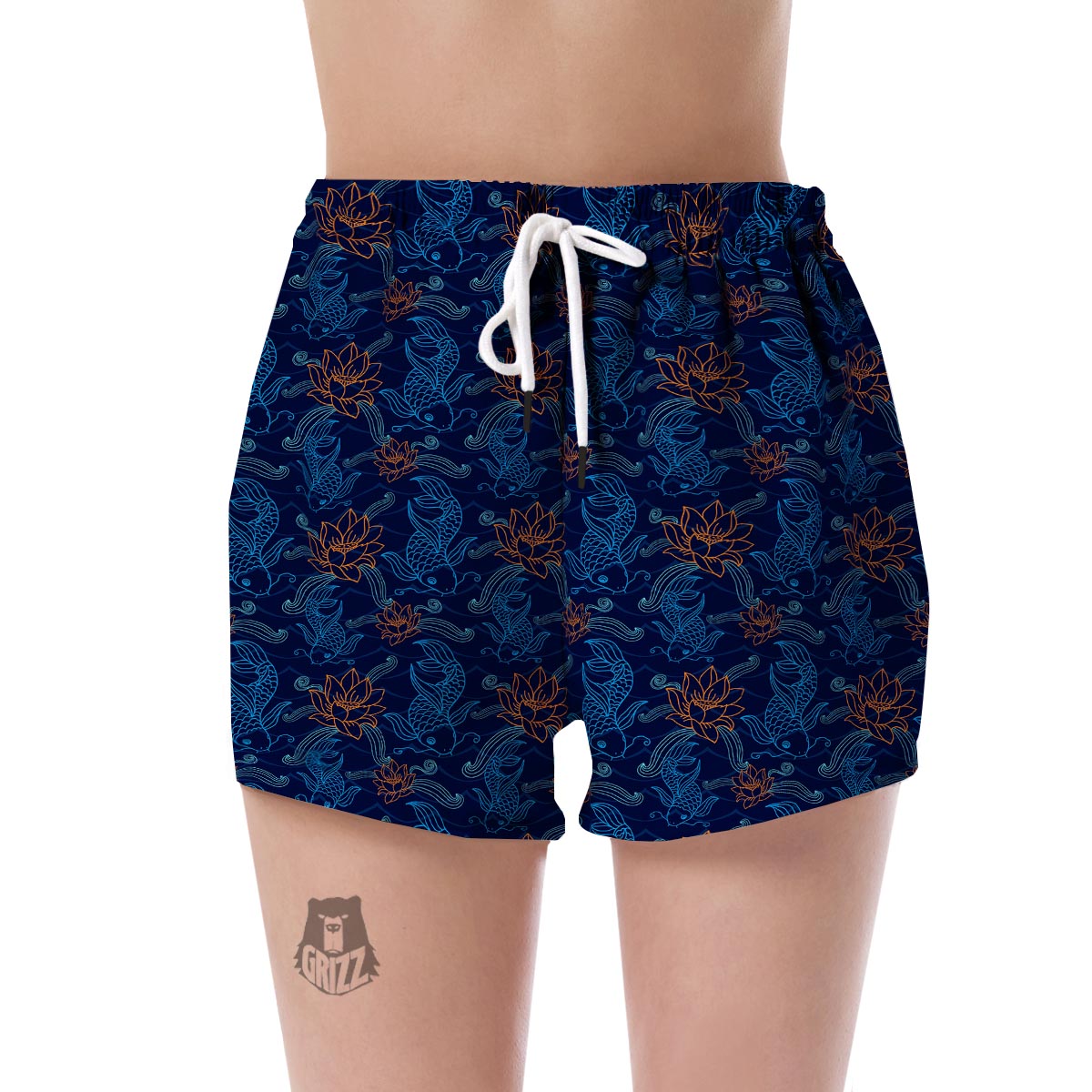 Print Pattern Koi Fish Women's Shorts-grizzshop