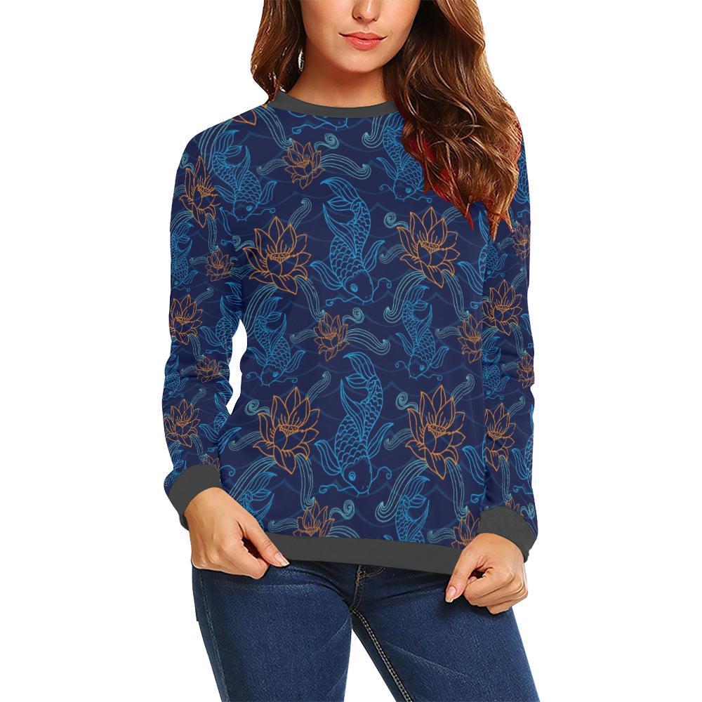 Print Pattern Koi Fish Women's Sweatshirt-grizzshop