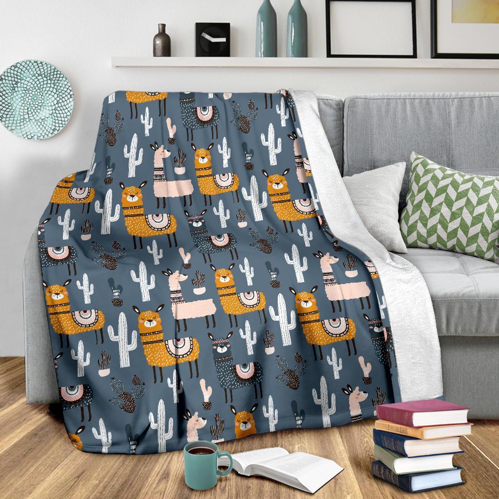 Print Pattern Llama Cactus Blanket-grizzshop