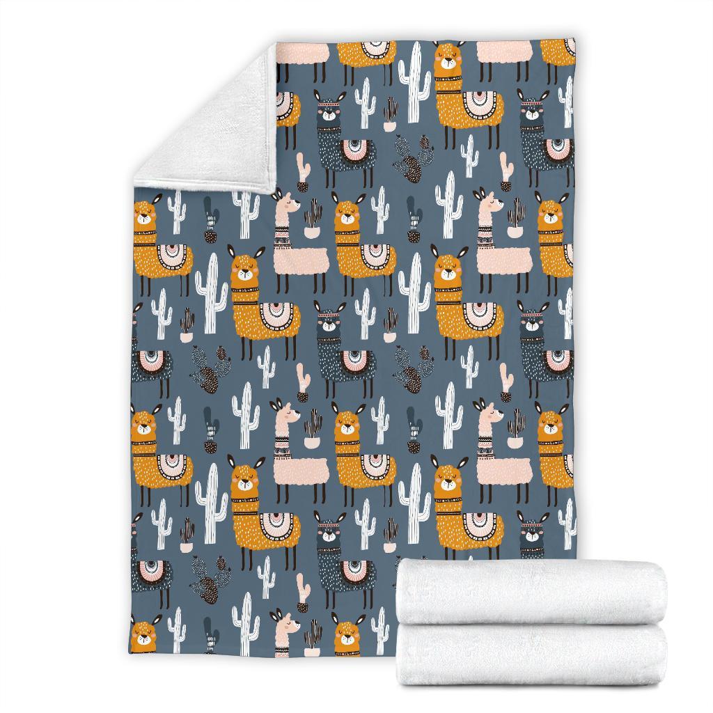 Print Pattern Llama Cactus Blanket-grizzshop