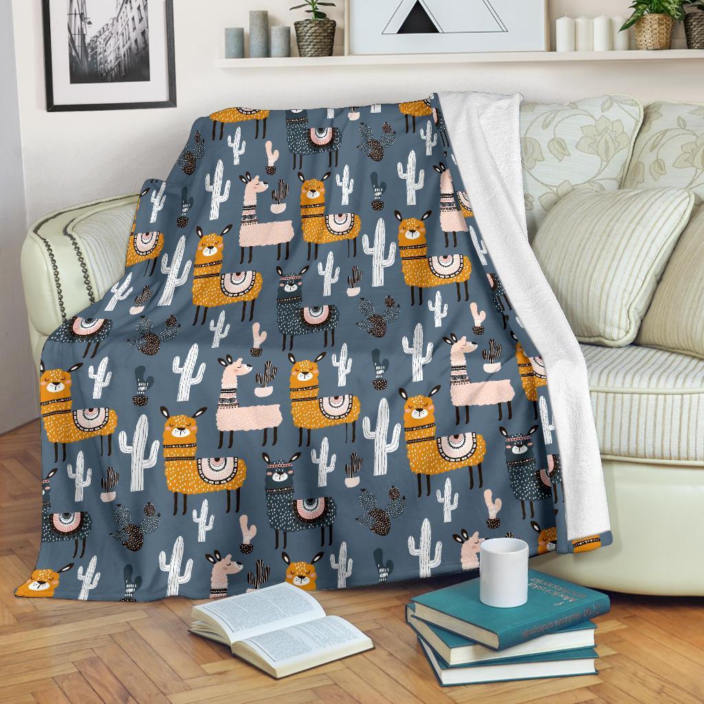 Print Pattern Llama Cactus Blanket-grizzshop