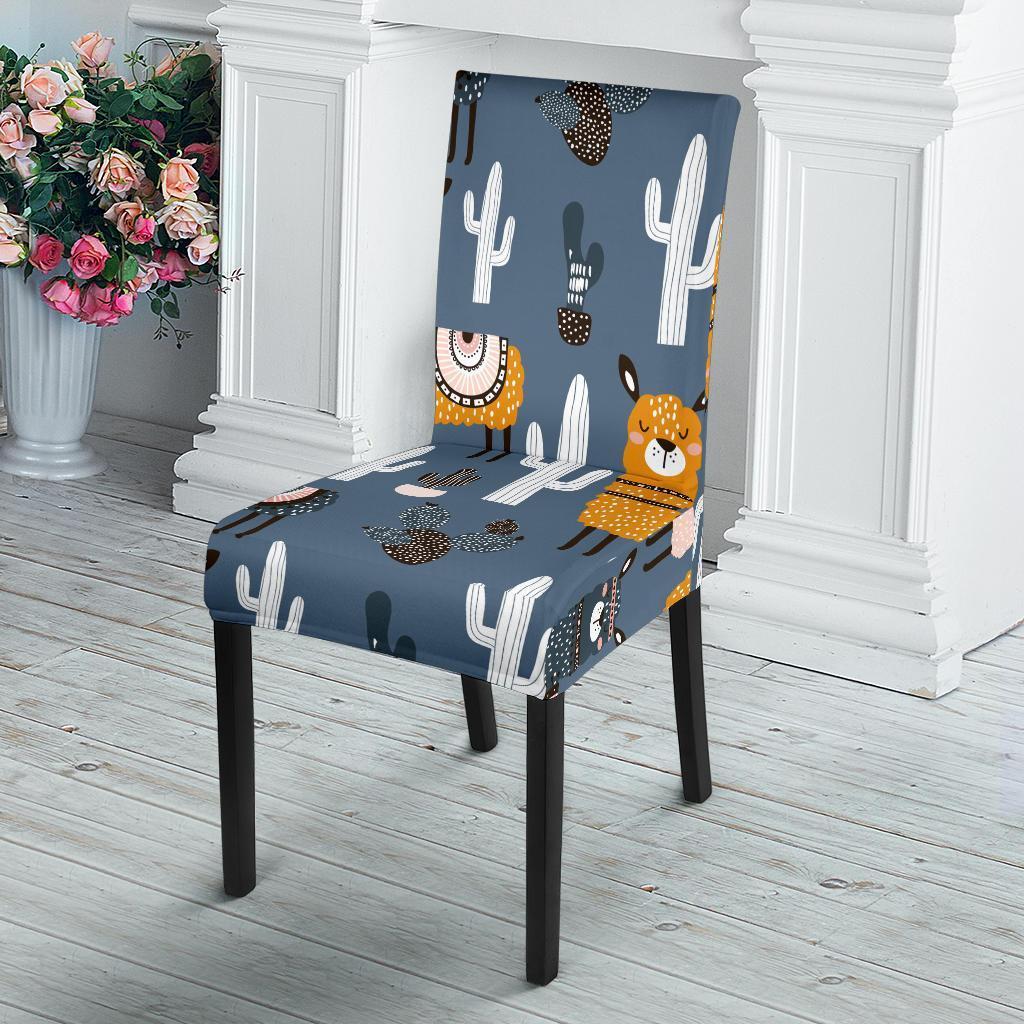 Print Pattern Llama Cactus Chair Cover-grizzshop