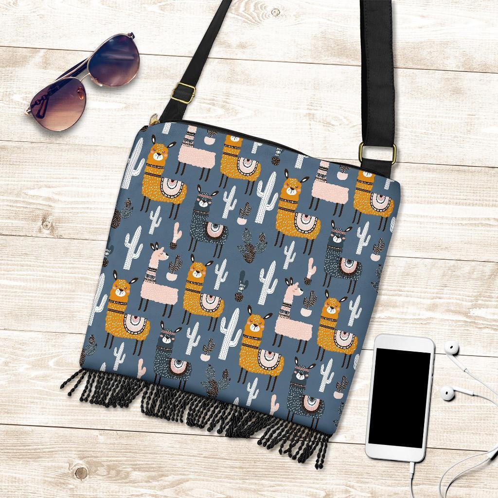 Print Pattern Llama Cactus Crossbody Bags-grizzshop