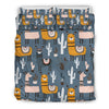 Print Pattern Llama Cactus Duvet Cover Bedding Set-grizzshop