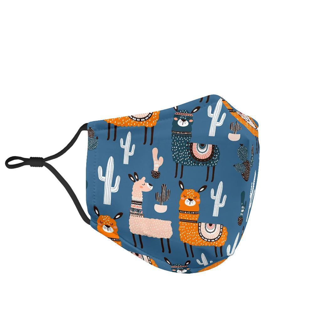 Print Pattern Llama Cactus Face Mask-grizzshop