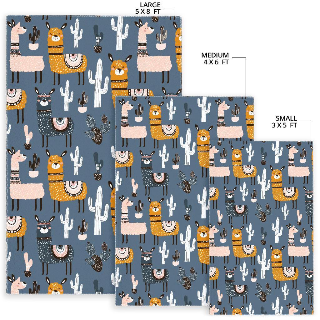 Print Pattern Llama Cactus Floor Mat-grizzshop