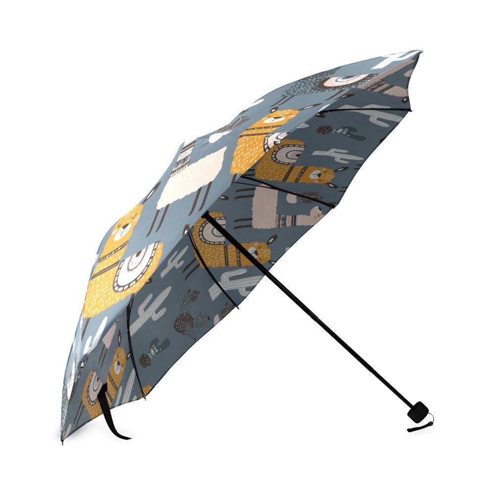 Print Pattern Llama Cactus Foldable Umbrella-grizzshop