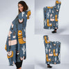 Print Pattern Llama Cactus Hooded Blanket-grizzshop