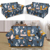 Print Pattern Llama Cactus Loveseat Cover-grizzshop