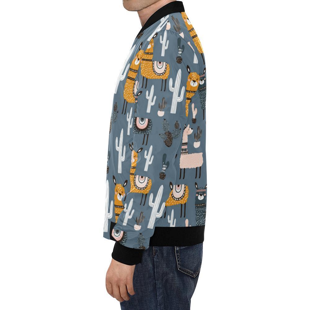 Print Pattern Llama Cactus Men's Bomber Jacket-grizzshop