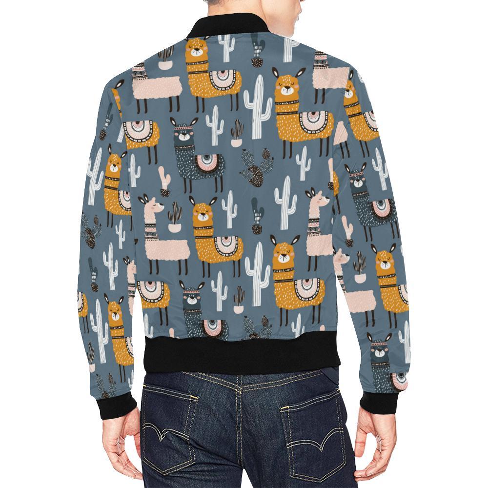 Print Pattern Llama Cactus Men's Bomber Jacket-grizzshop