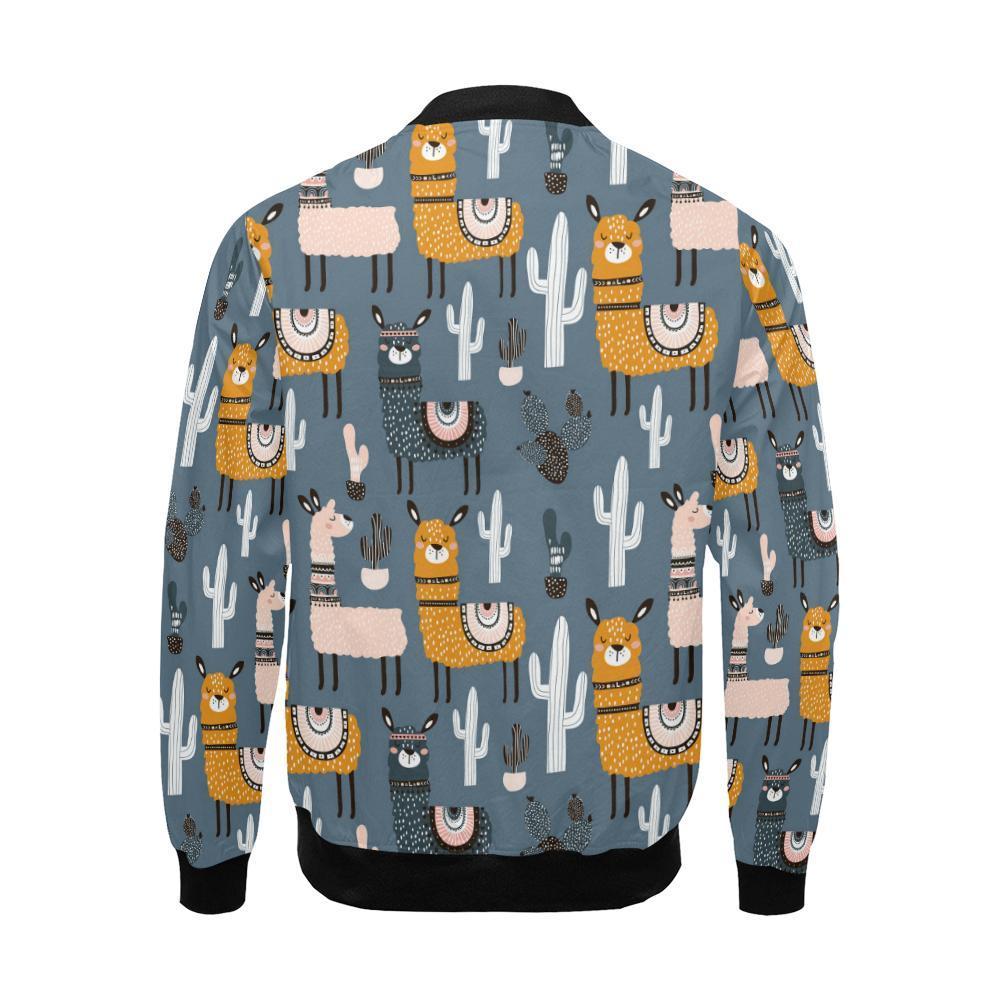 Print Pattern Llama Cactus Men's Bomber Jacket-grizzshop