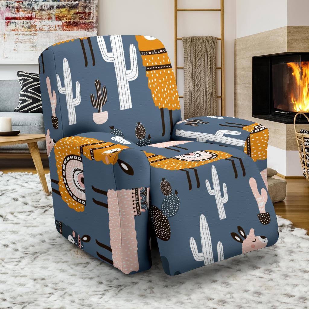 Print Pattern Llama Cactus Recliner Cover-grizzshop