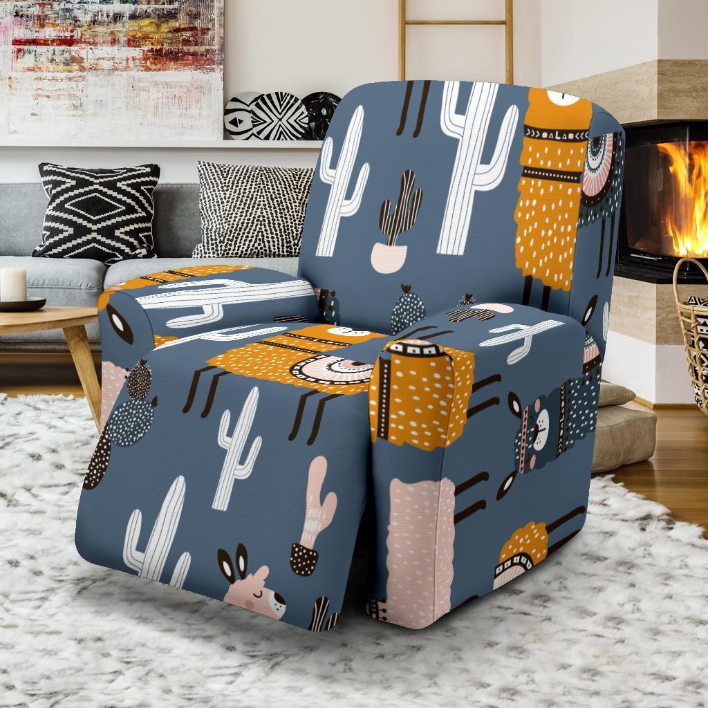 Print Pattern Llama Cactus Recliner Cover-grizzshop