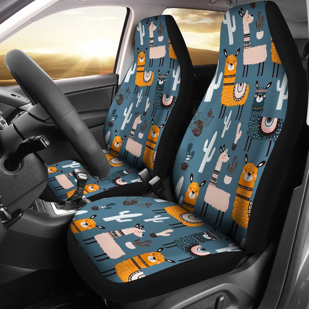 Print Pattern Llama Cactus Universal Fit Car Seat Cover-grizzshop