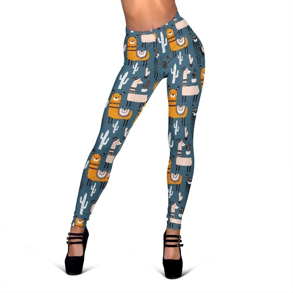Print Pattern Llama Cactus Women Leggings-grizzshop