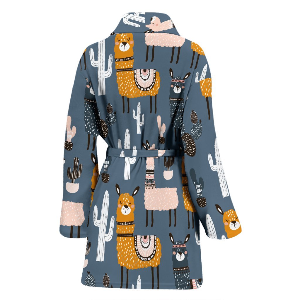 Print Pattern Llama Cactus Women Long Robe-grizzshop