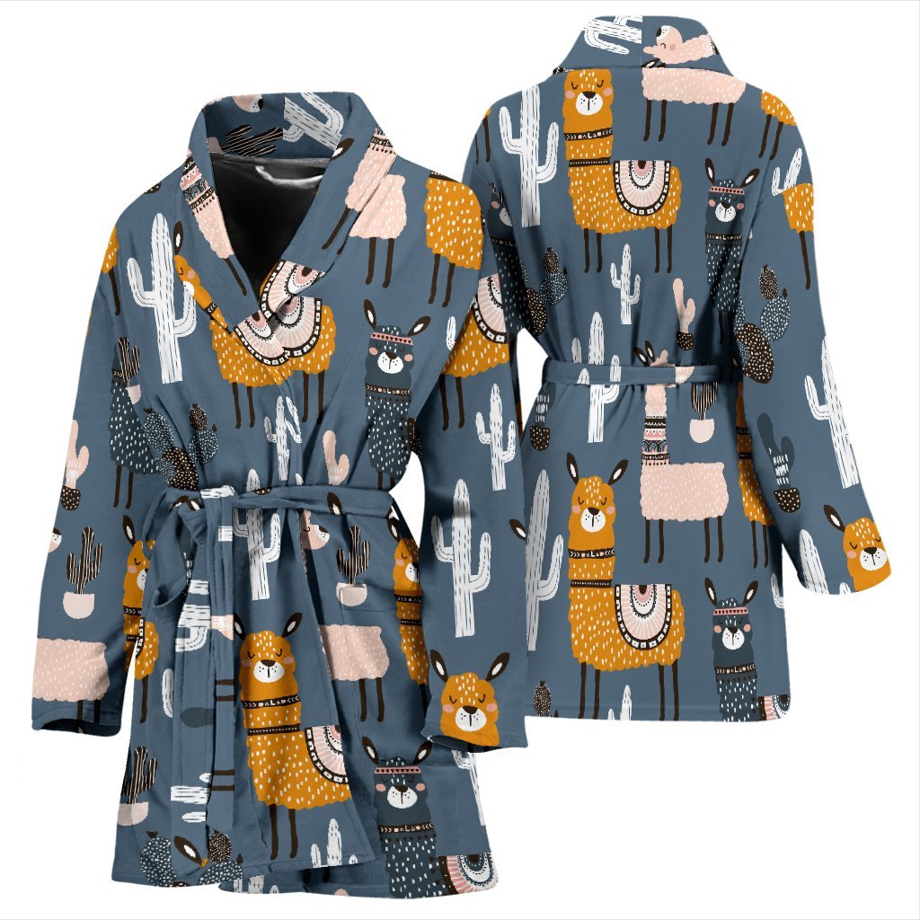 Print Pattern Llama Cactus Women Long Robe-grizzshop