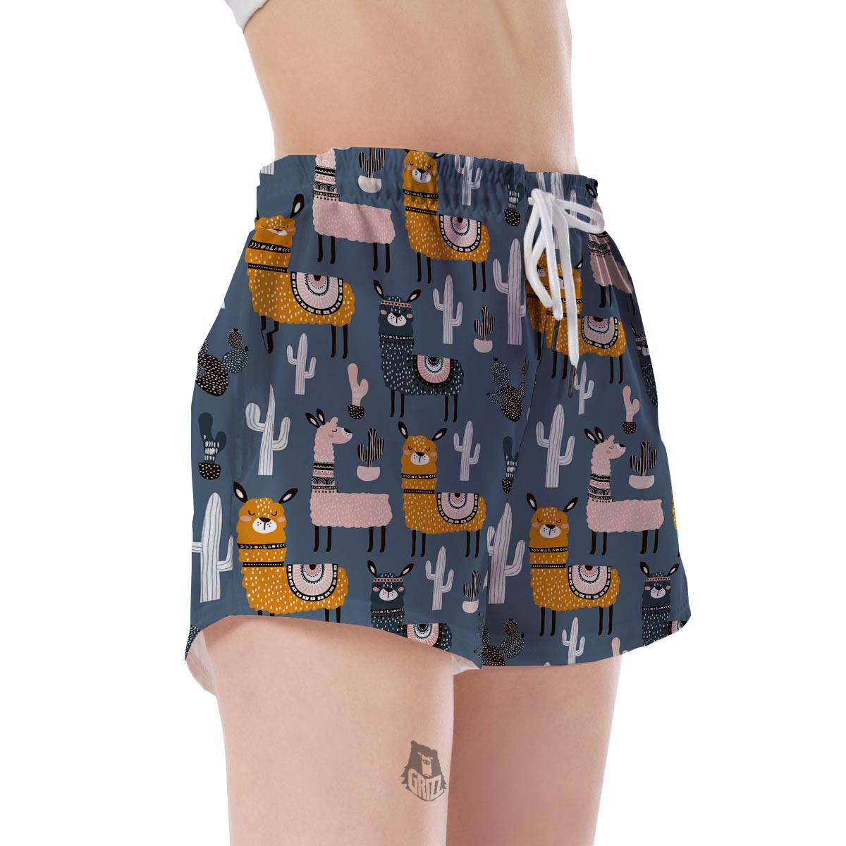Print Pattern Llama Cactus Women's Shorts-grizzshop
