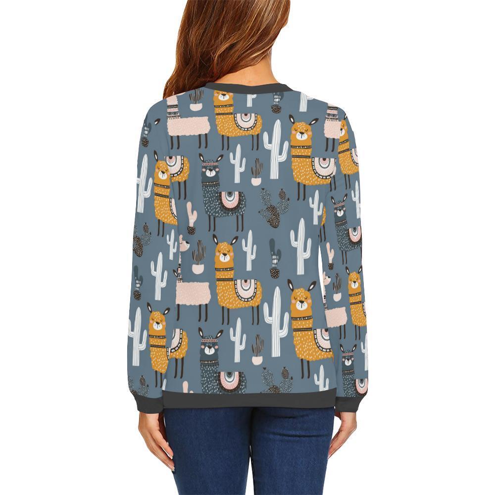Print Pattern Llama Cactus Women's Sweatshirt-grizzshop