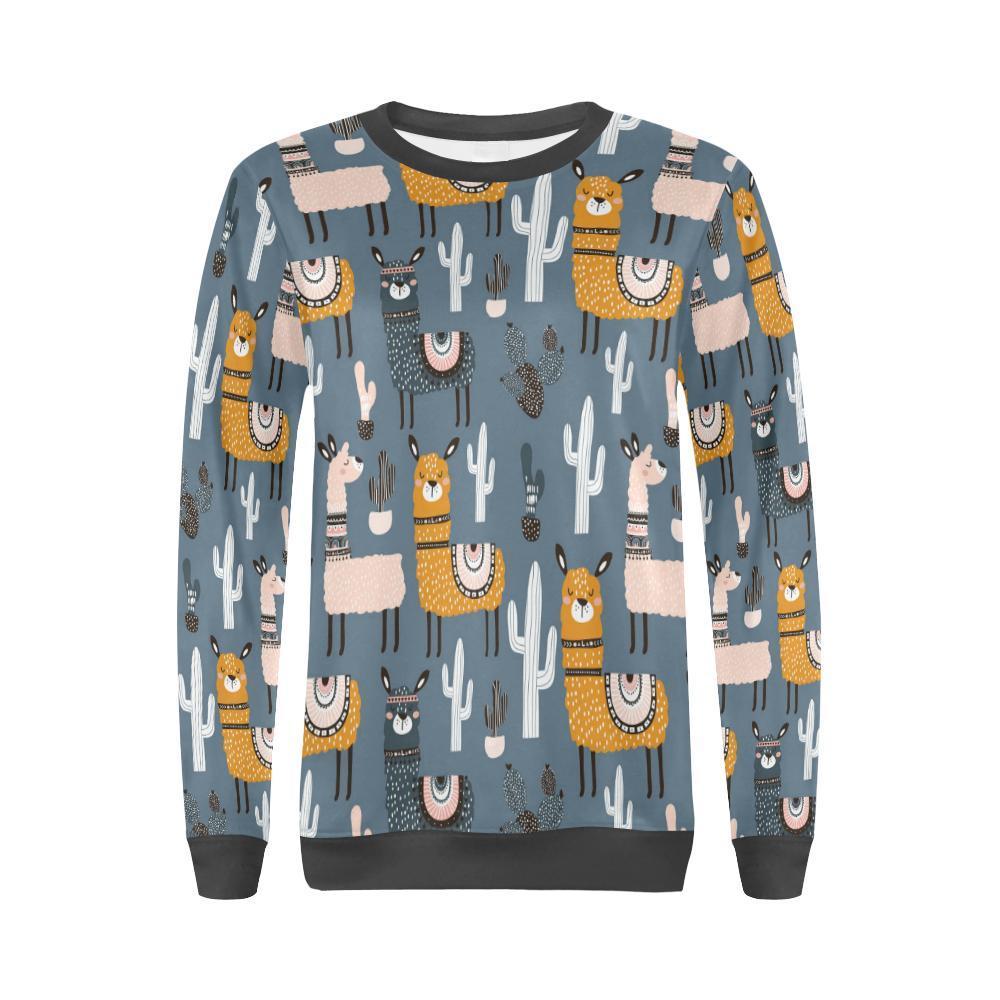 Print Pattern Llama Cactus Women's Sweatshirt-grizzshop