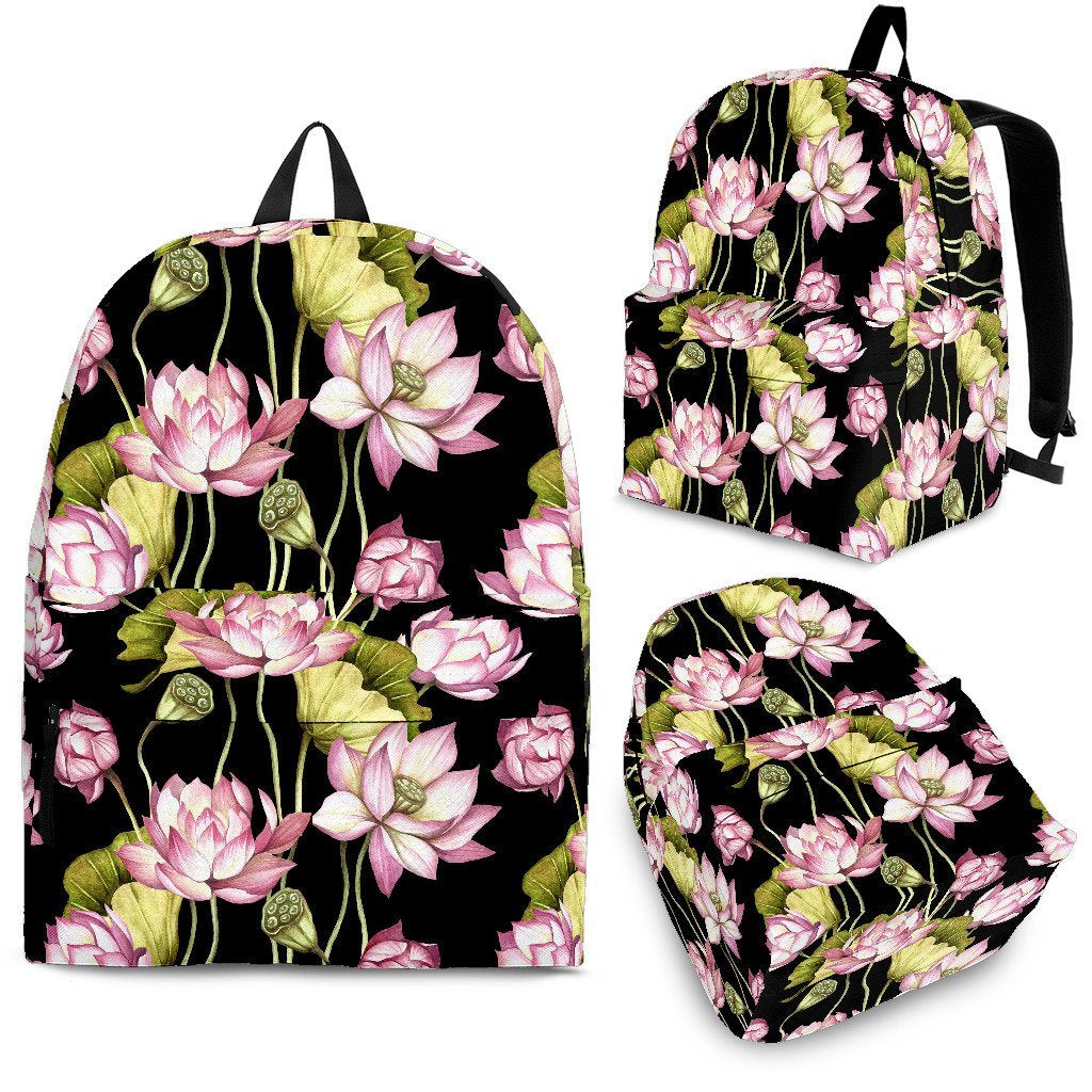 Print Pattern Lotus Backpack-grizzshop