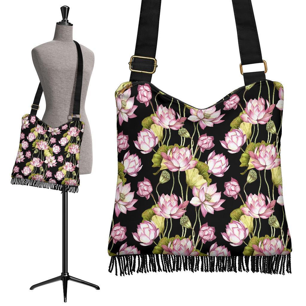 Print Pattern Lotus Crossbody Bags-grizzshop