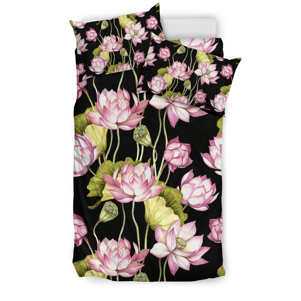 Print Pattern Lotus Duvet Cover Bedding Set-grizzshop