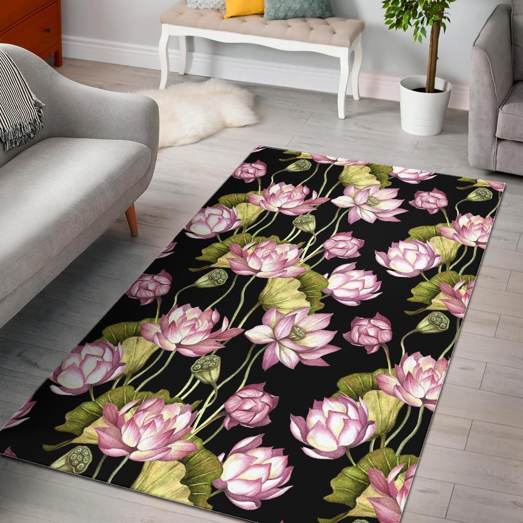 Print Pattern Lotus Floor Mat-grizzshop