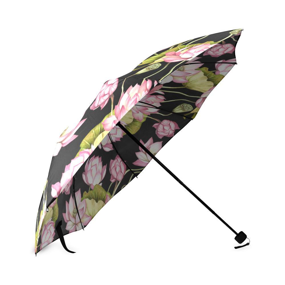 Print Pattern Lotus Foldable Umbrella-grizzshop