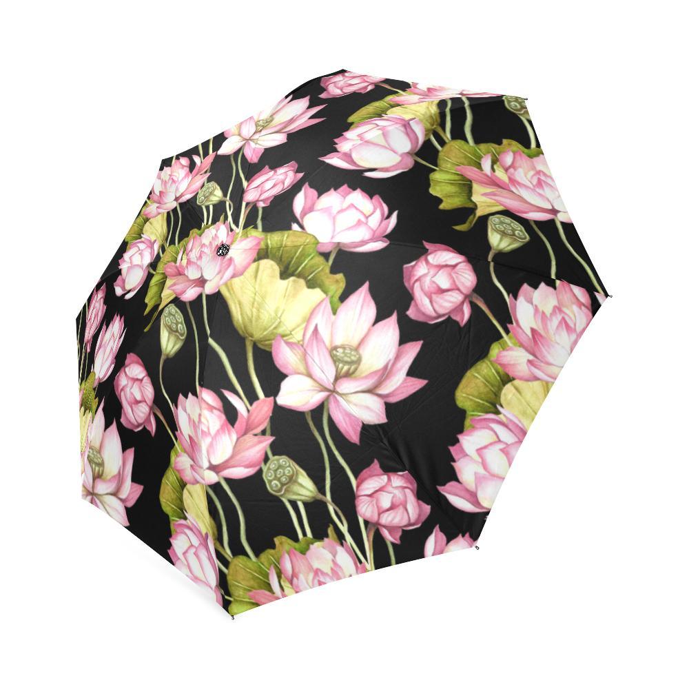 Print Pattern Lotus Foldable Umbrella-grizzshop