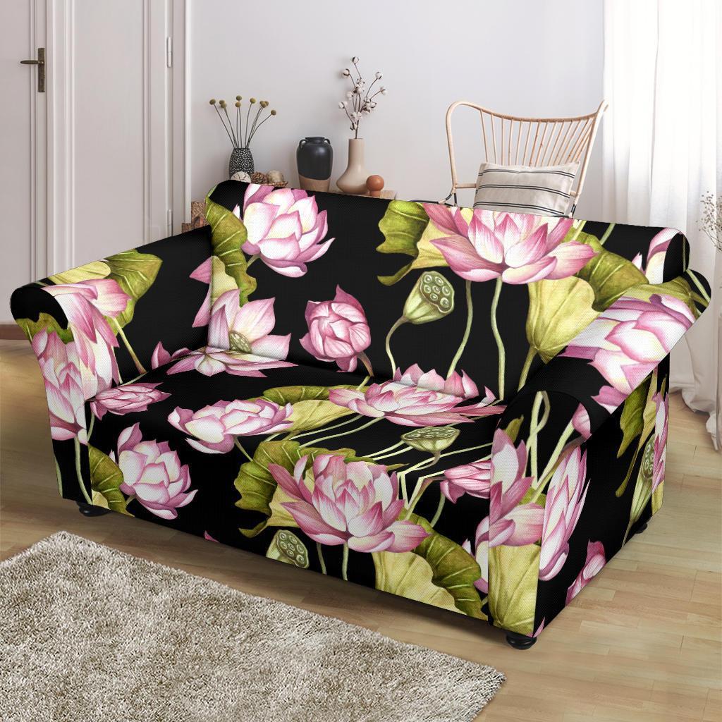 Print Pattern Lotus Loveseat Cover-grizzshop