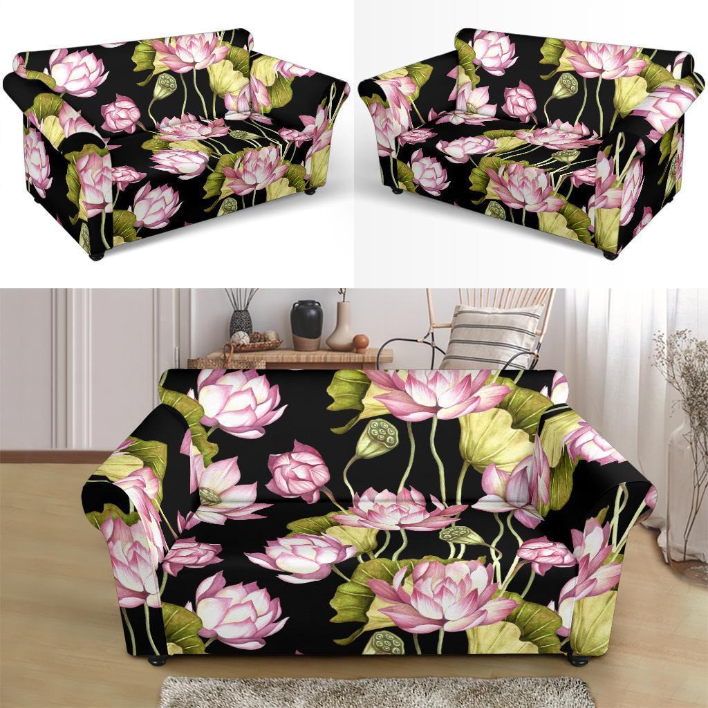 Print Pattern Lotus Loveseat Cover-grizzshop