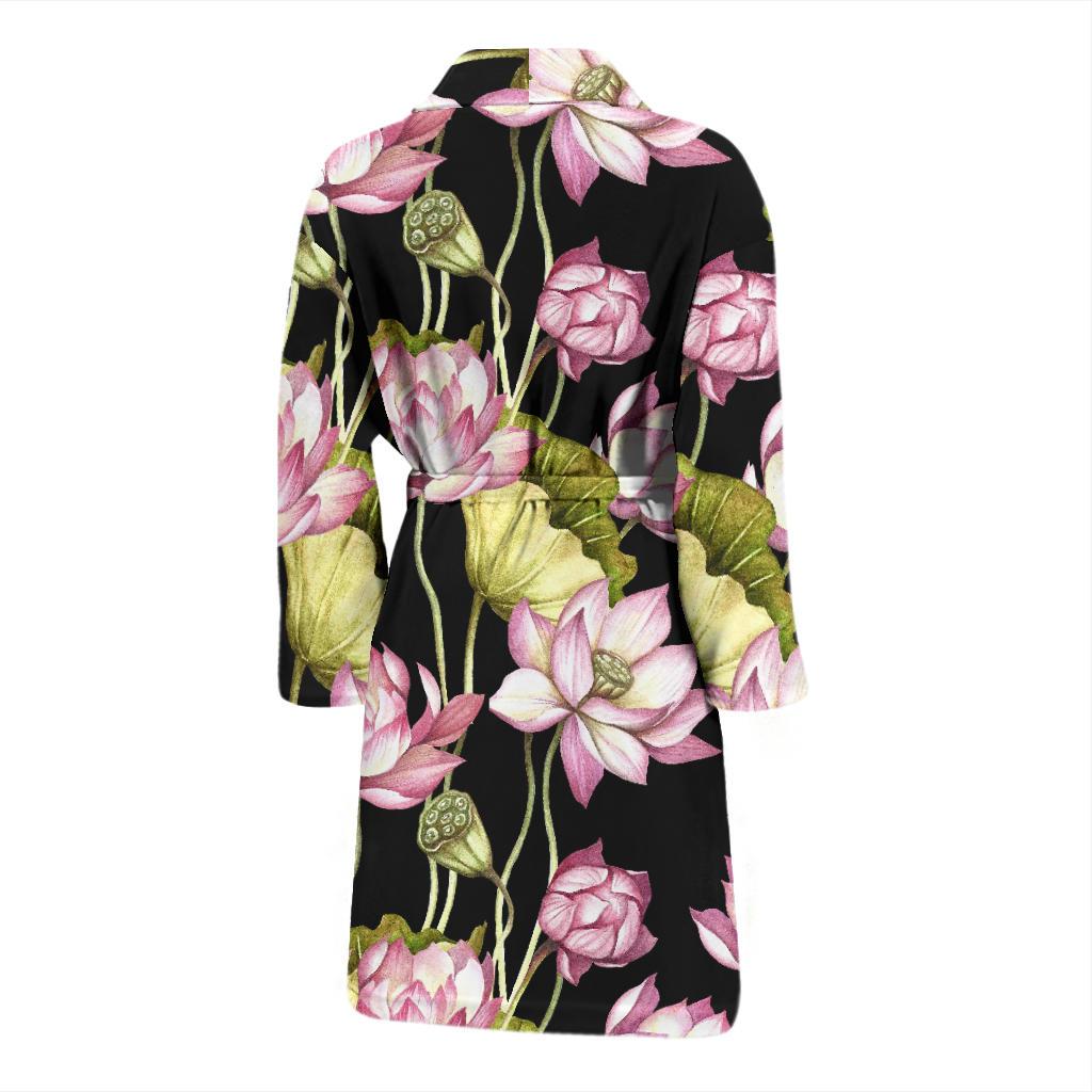 Print Pattern Lotus Men Long Robe-grizzshop