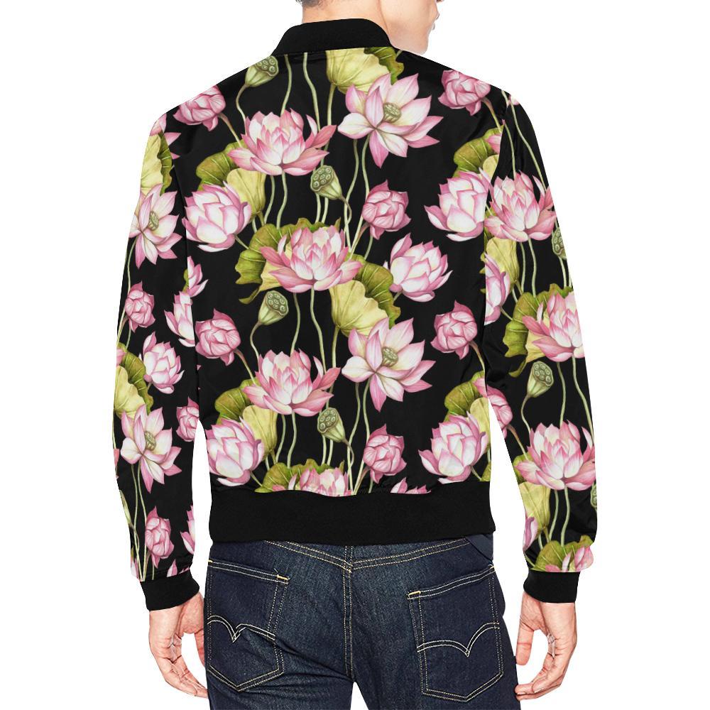 Print Pattern Lotus Men's Bomber Jacket-grizzshop