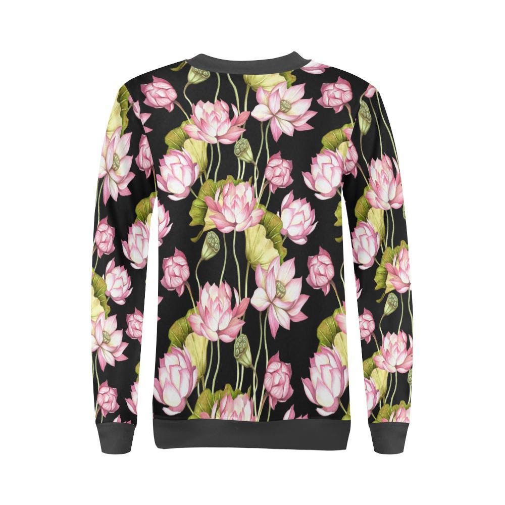 Print Pattern Lotus Women's Sweatshirt-grizzshop