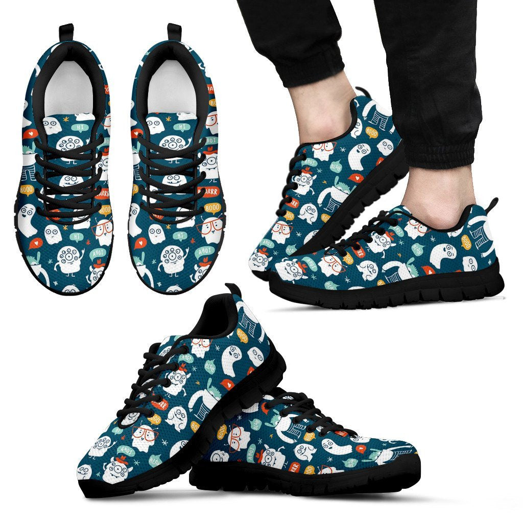 Print Pattern Monster Black Sneaker Shoes For Men Women-grizzshop
